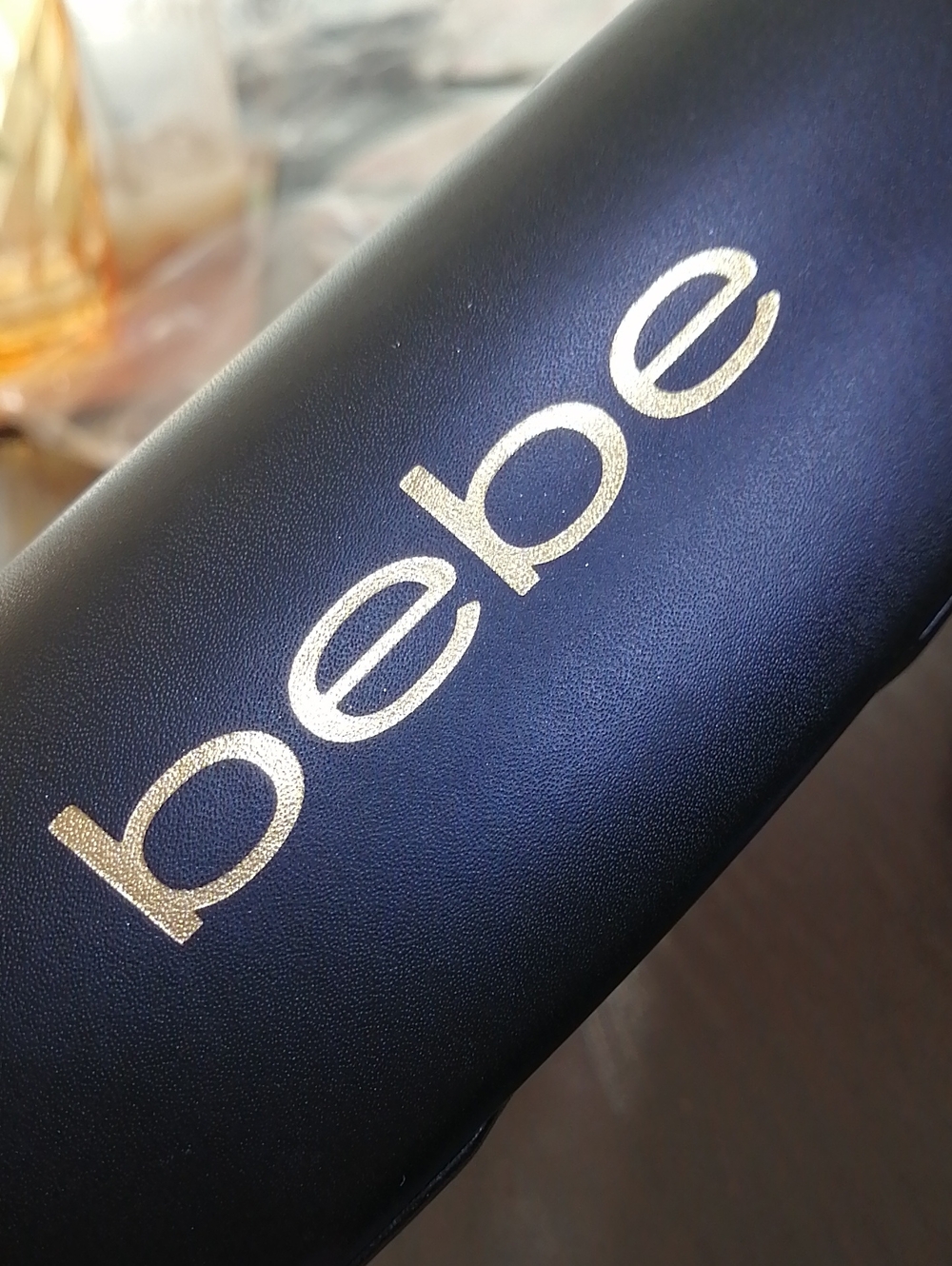 Bebe Black Eyewear Hard Case with Gold Logo
